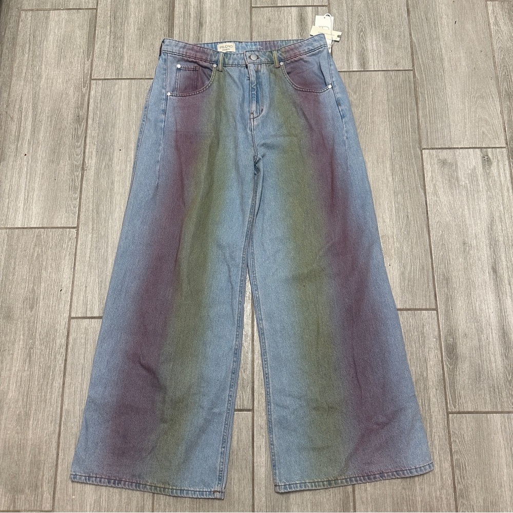 Pilcro Skater Mid-Rise Wide Leg Jeans Oil Slick 31 - Picture 2 of 3